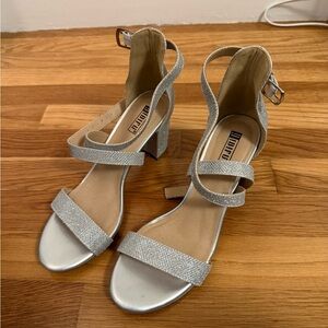 Metallic Silver Heels